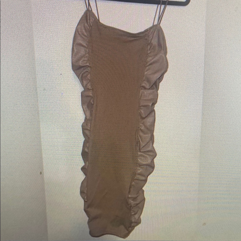 Forever 21 Tan Ruched Mini Dress